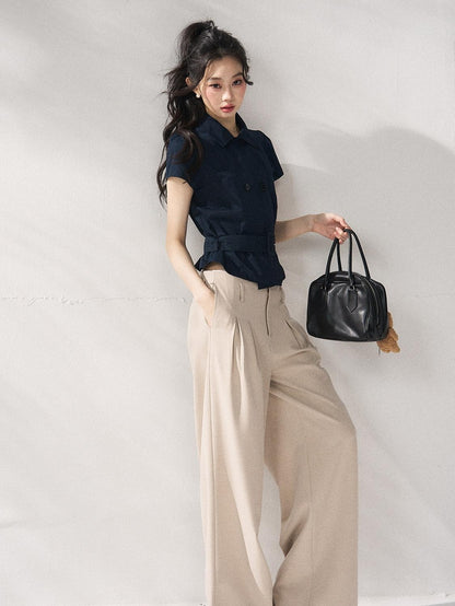 7Shiftin Breathable Cotton Nylon Casual Polo Regular Fit Women Navy Short Sleeve T-Shirts