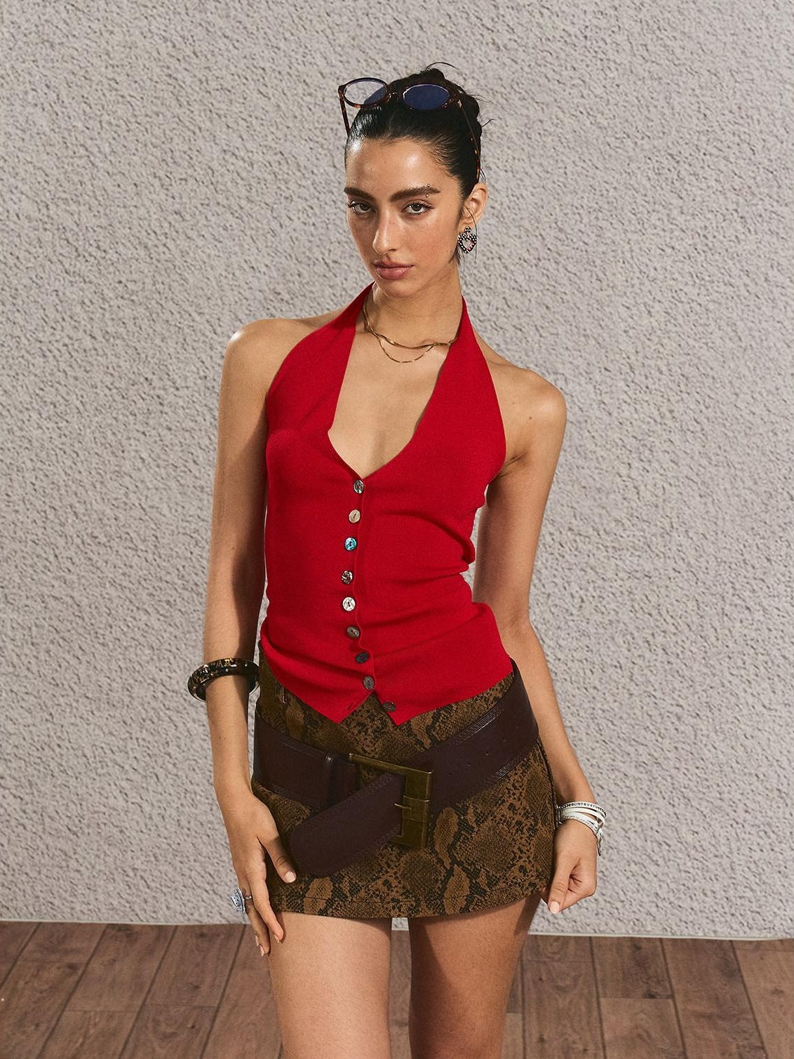 The NeverMore Tie Dye Snake Print Street Style Mid Waist A Line Women Casual Mini Skirts