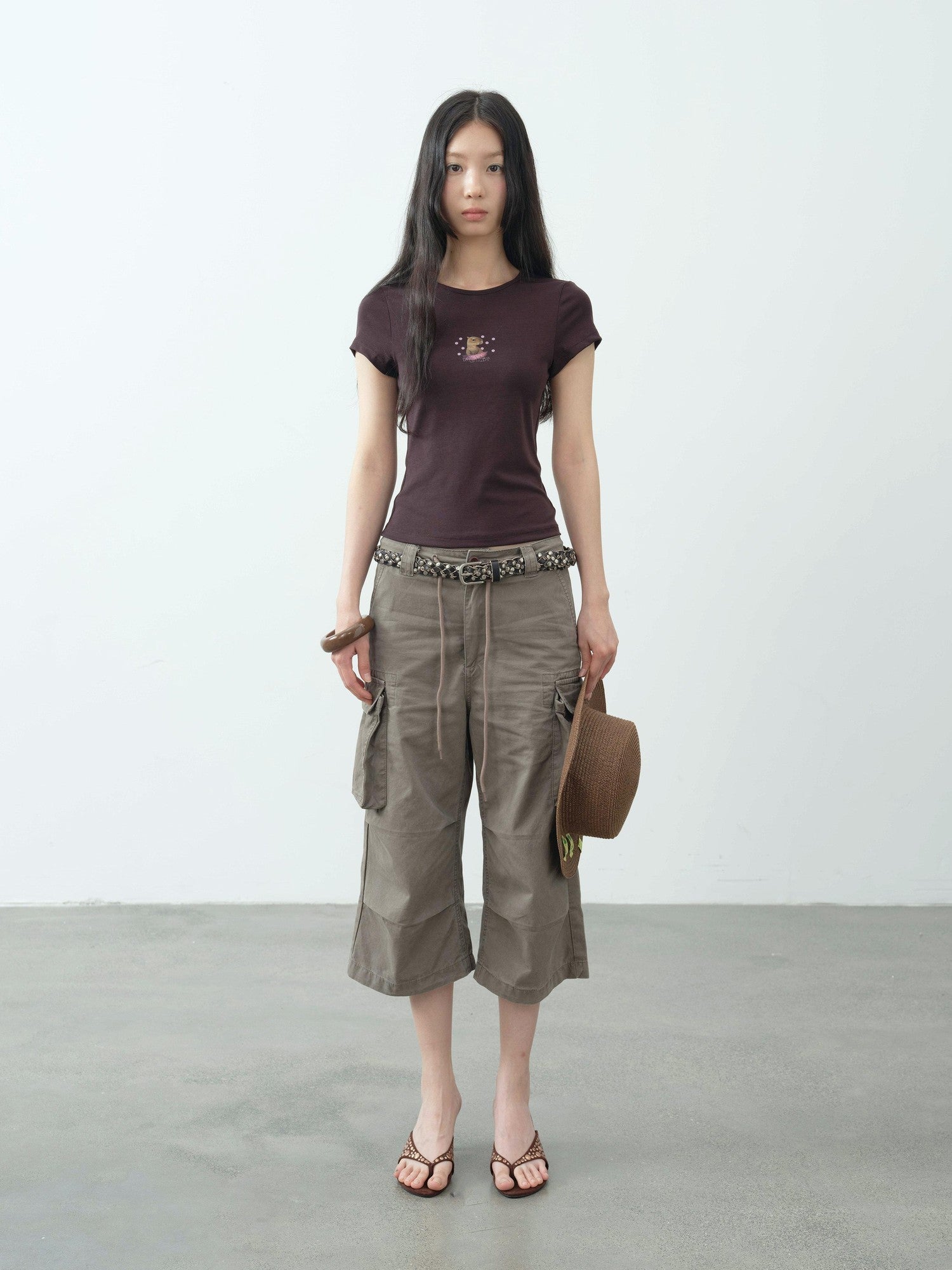 DKZ OFFICIAL Coffee Retro Print Slim Fit Women&