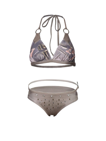 Tropical Graffiti Print Swim Set with Skirt – 3-Piece Swimwear