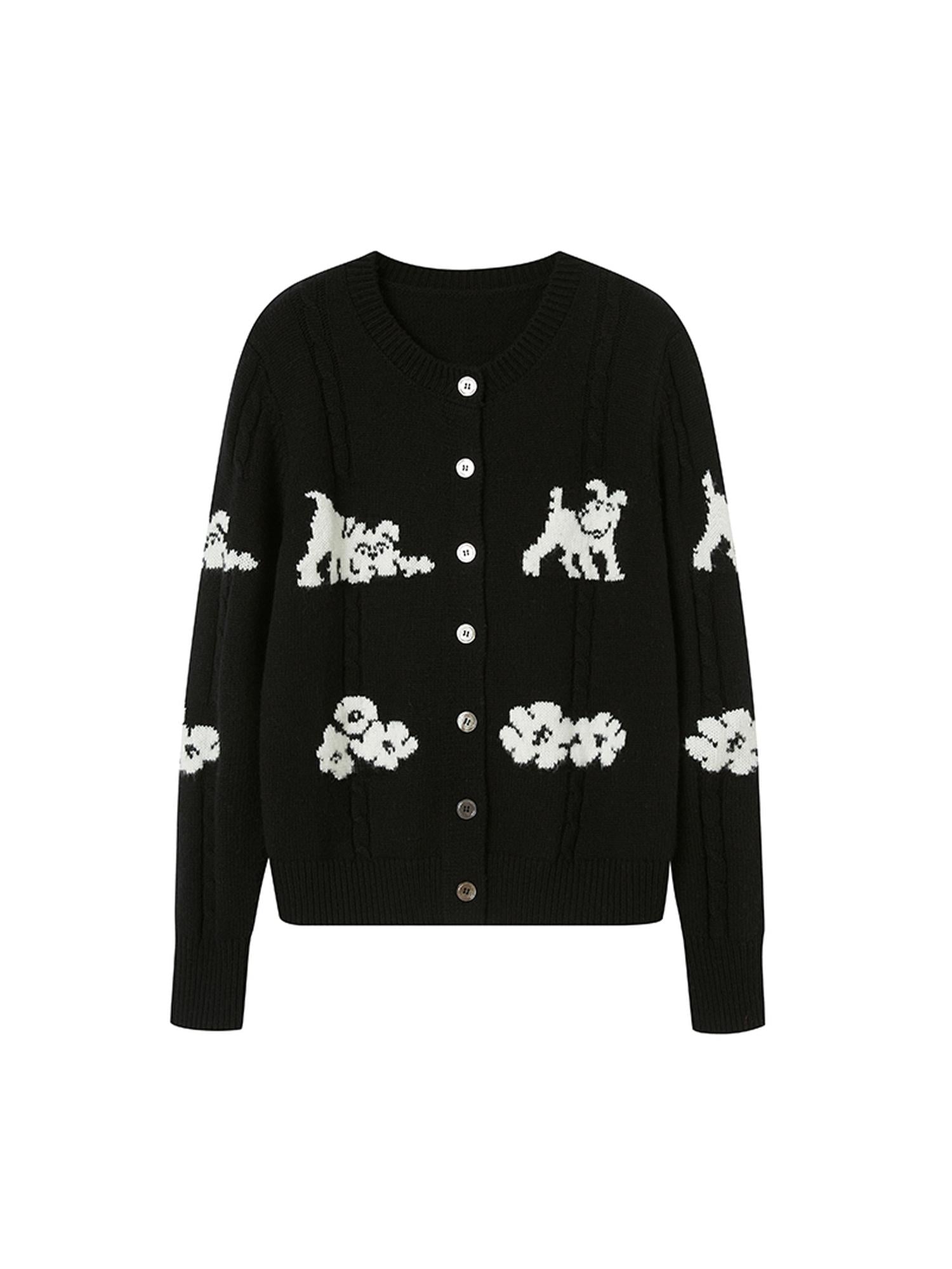 DIDDI MODA Playful Bow Bead Embroidered Knit Cardigan