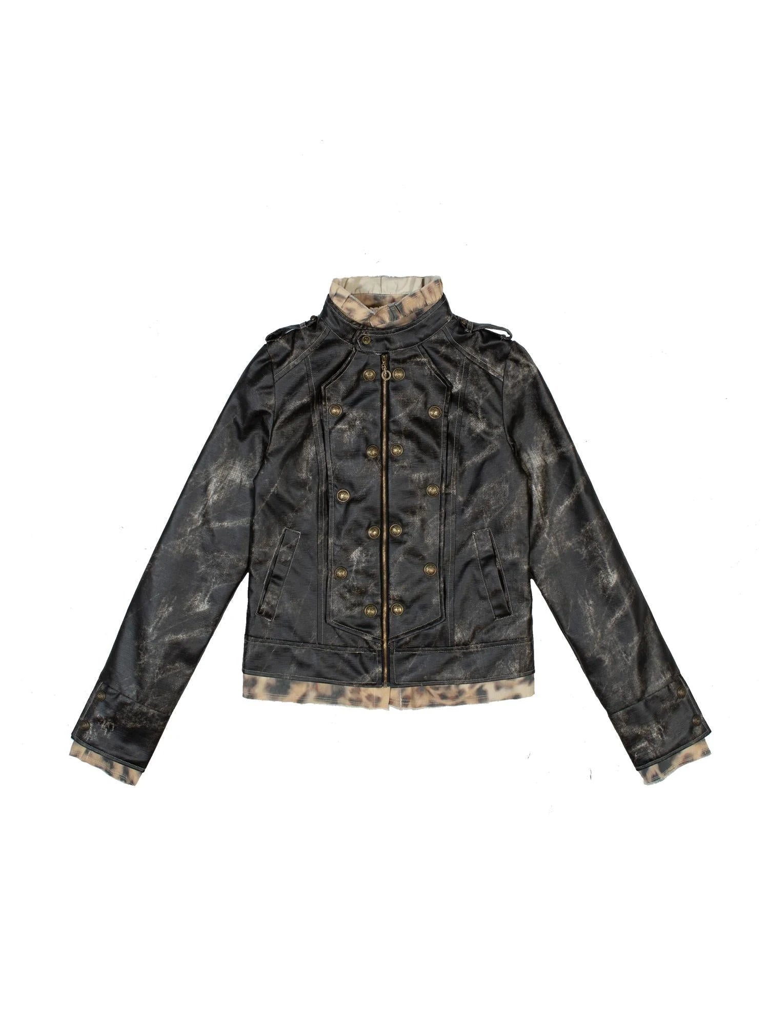 Industrial Punk Leather Jacket Set Edgy Women Winter Rockwear