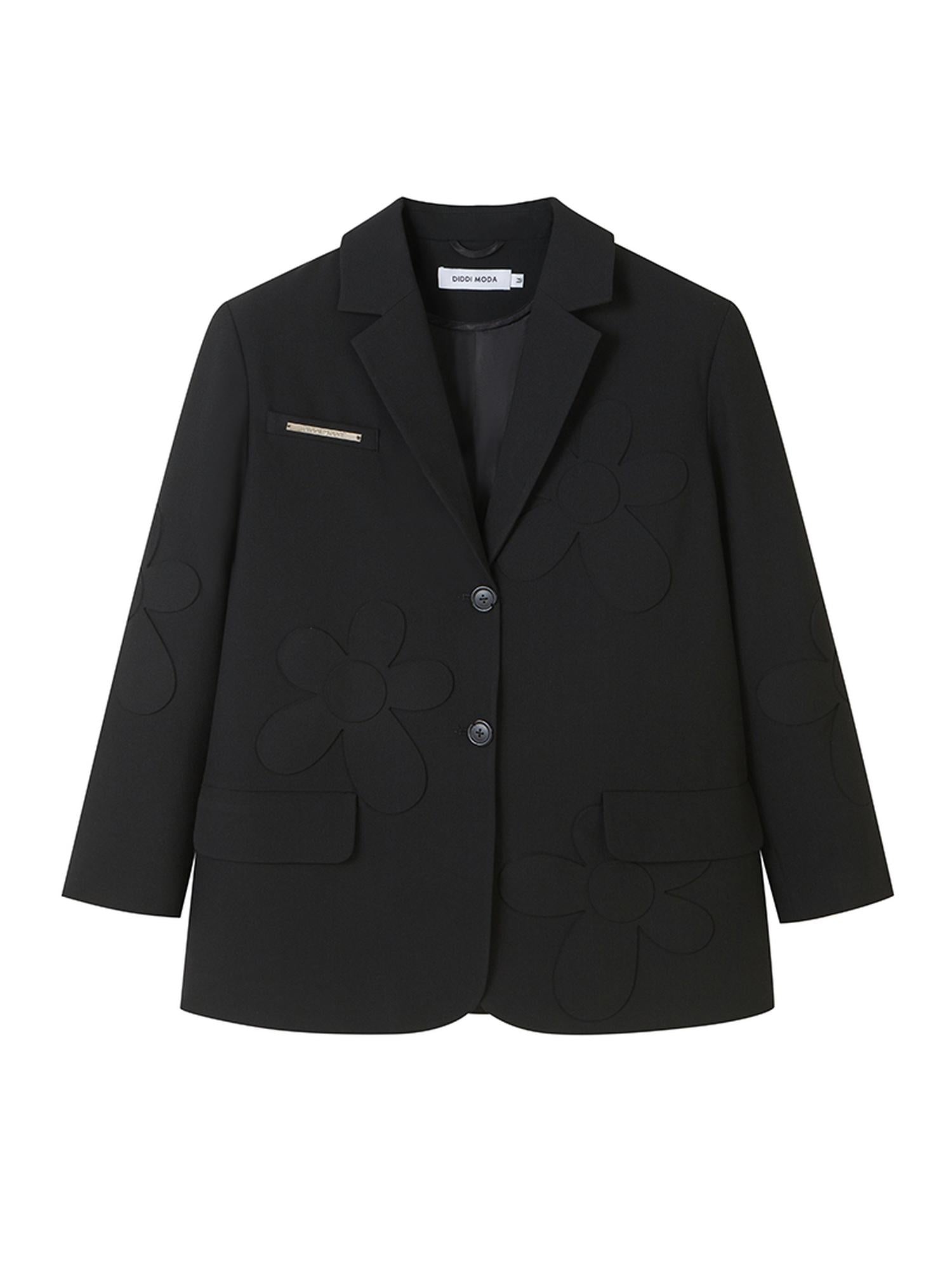 DIDDI MODA Textured Floral Blazer Spring Structured Jacket