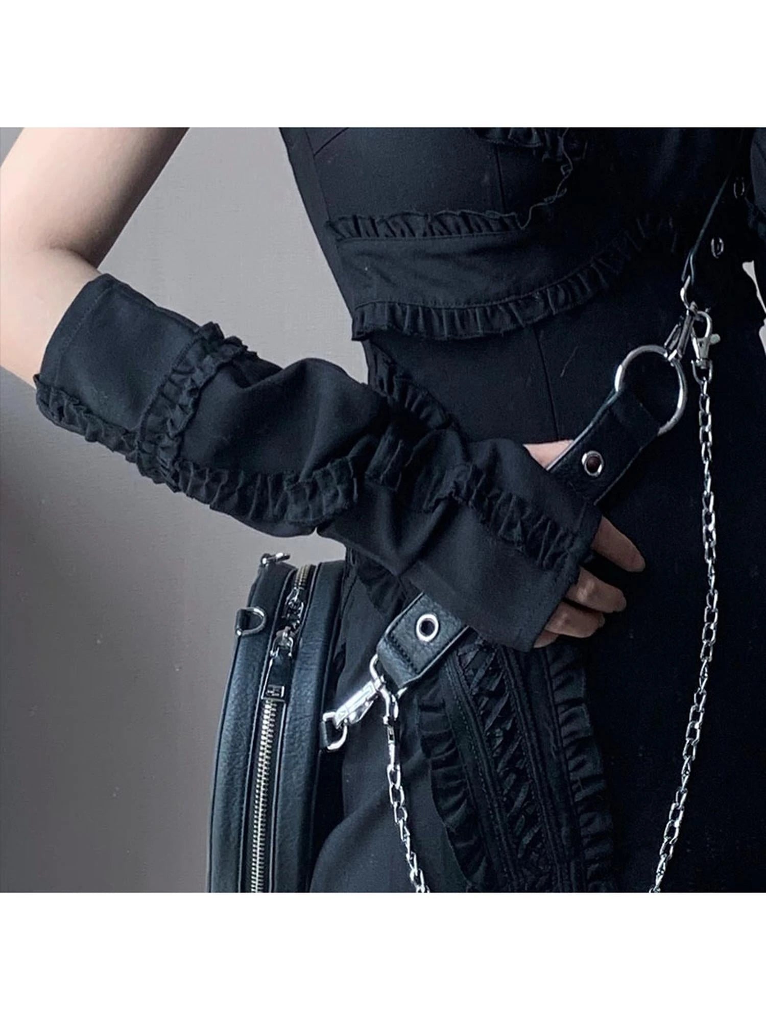 Y2K Angel Sleeve Cross Lace Pure White Top With Detachable Belt