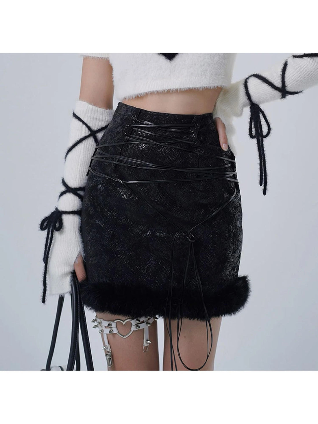 Scarlet Faux Leather Patchwork Mini Skirt