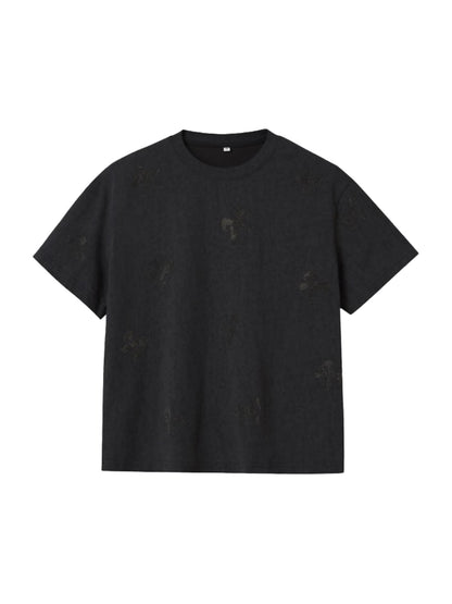 DIDDI MODA Butterfly Bow Crystal Embellished Oversized Tee