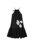 DIDDI MODA Silver Stripe Halter Neck A Line Maxi Dress
