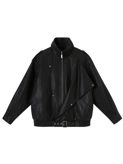 DIDDI MODA Sweet Punk Quilted Oversize PU Biker Jacket