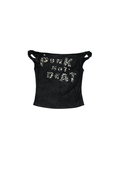 Vintage Dark Y2K Leopard Print Crop Top T-Shirt