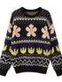 Colorful Floral Jacquard Slim Sweater