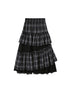 DIDDI MODA Retro Plaid Lace Tiered Ruffle Skirt