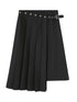 Asymmetric Pleated Skirt With Metal Studs