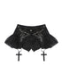 WSW WUSHENWU Dark Lace Denim Shorts Detachable Bow Cross