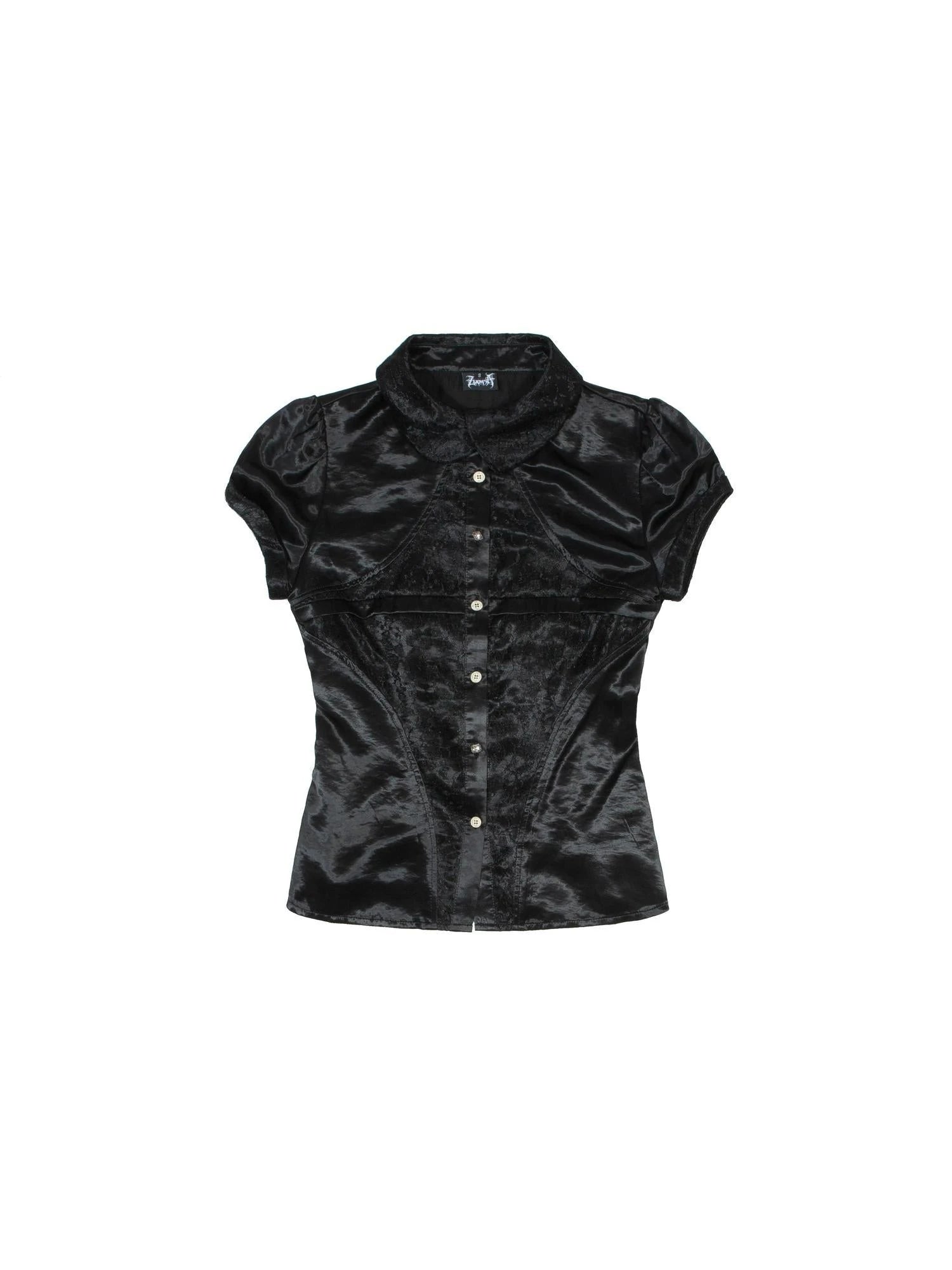 Gothic Punk Lace Satin Bustier Blouse