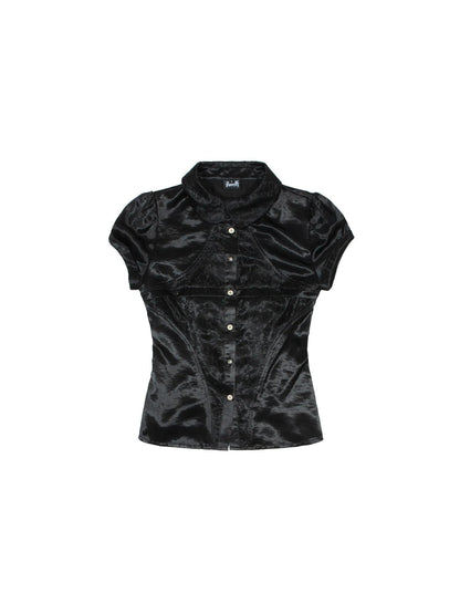 Gothic Punk Lace Satin Bustier Blouse
