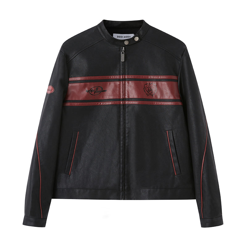 DIDDI MODA Sweet Rebel Rose Embroidered Leather Jacket
