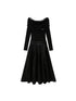 DIDDI MODA Elegant Off Shoulder Bow Dress With Metallic Belt