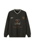 DIDDI MODA Retro Sporty V Neck Colorblock Sweatshirt