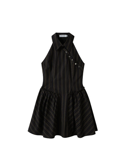 DIDDI MODA Asymmetrical Striped Waist Defining Summer Dress