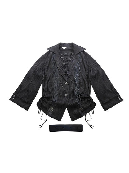 Rose Gun Hand Textured Lace Shirt Feminine Edgy