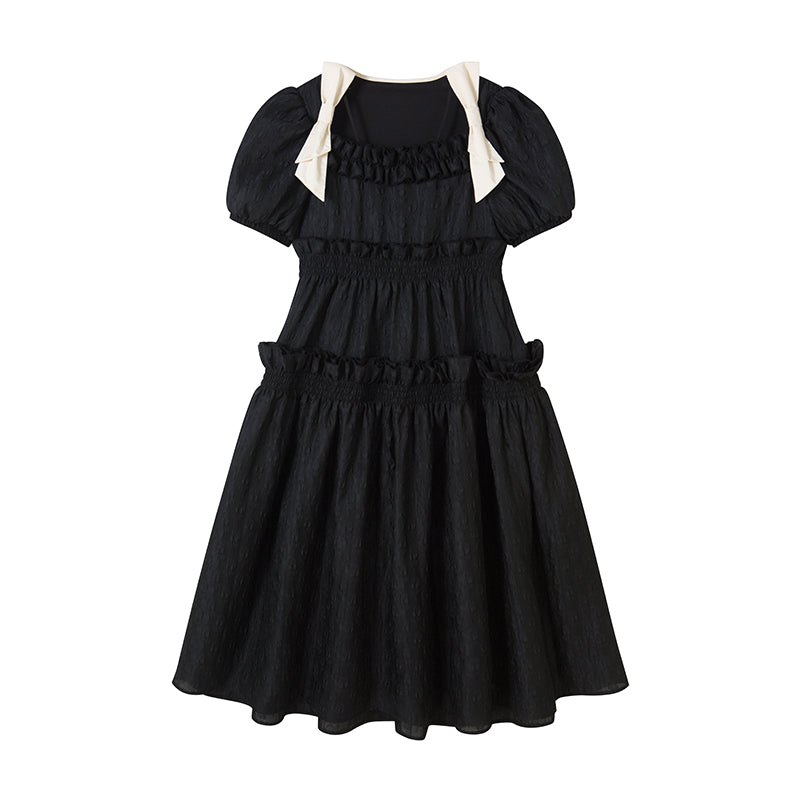 DIDDI MODA Bubble Sweetheart Bow Waist Maxi Dress