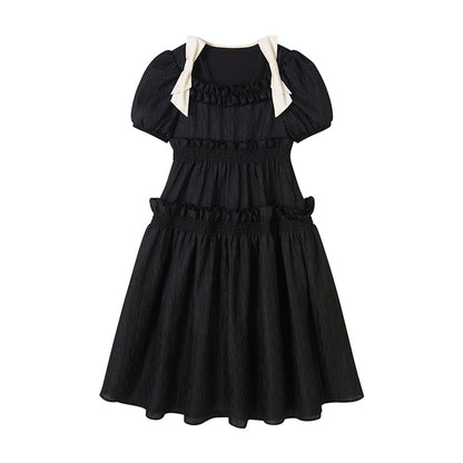 DIDDI MODA Bubble Sweetheart Bow Waist Maxi Dress