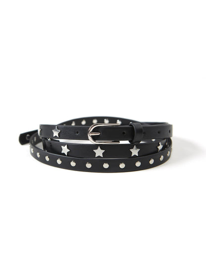 SweetChilling Double Star Rivet Thin Waist Belt For Women