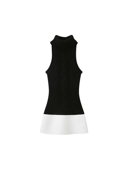 SweetChilling Chunky Knit Cable High Neck Sweater Dress