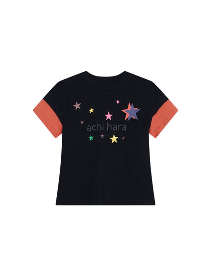 Achihara Soft Water Cotton-Popping Candy Layered T-Shirt