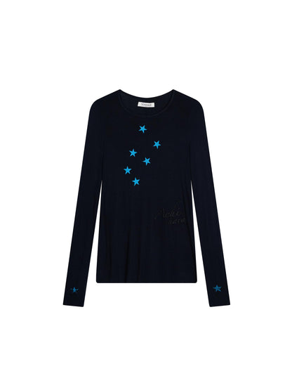 Achihara Sunproof Star Print Modal Cotton Stretch Knit T-Shirt