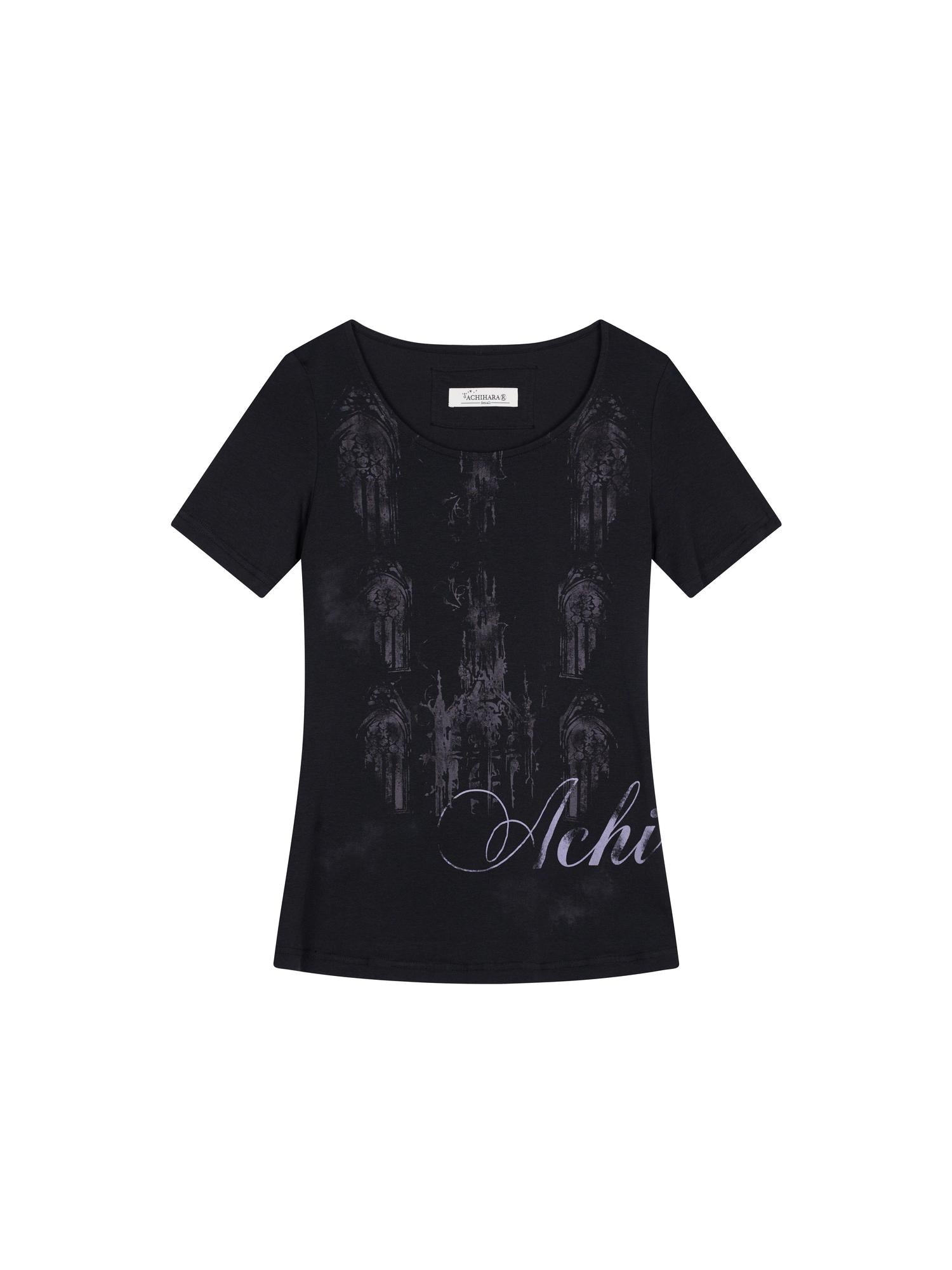 Achihara Romantic Print Modal Cotton Stretch Knit T-Shirt
