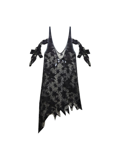 WSW WUSHENWU Silver Lang Ruins Strapless Maxi Dress With Star Mesh Top