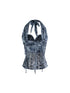 ARIADNAw Vintage Y2k Leopard Chiffon Backless Layered Bustier