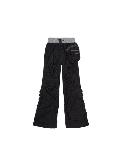 ARIADNAw Y2K Low Rise Ripped Wide Leg Punk Denim Pants