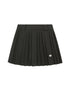 Pleated Mini Skirt With Metallic Logo Structured Flowy