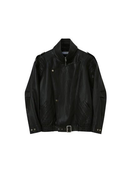DIDDI MODA Retro Modern Quilted Pu Leather Jacket