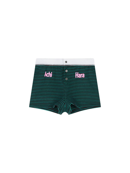 Achihara Breton Raspberry Elastic Waist Striped Shorts