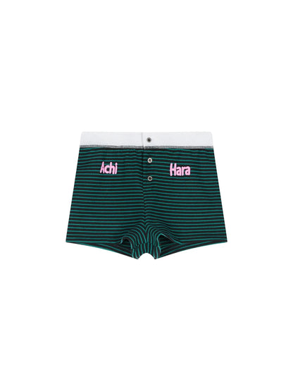 Breton Raspberry Elastic Waist Striped Shorts