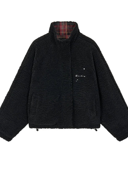 Blackberry Plaid Sherpa-Lined Winter Jacket Coats