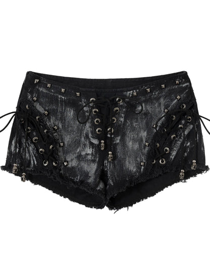 Vintage Punk Street Grunge Distressed Low-Rise Shorts