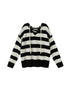 DIDDI MODA Lazy V Striped Knit Tie Front Sweater