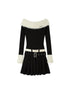 DIDDI MODA Sweet Cool Off Shoulder Knit Set With Dual Belts