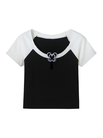 DIDDI MODA Butterfly Cutout Crop Top