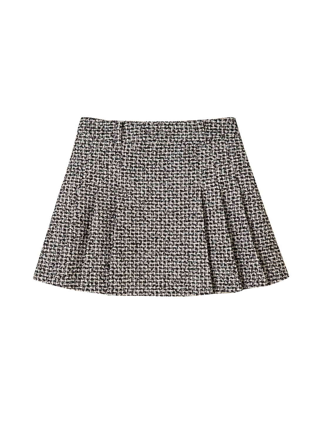 DIDDI MODA Vintage Chic Wool PU Skirt Set With Detachable Fur