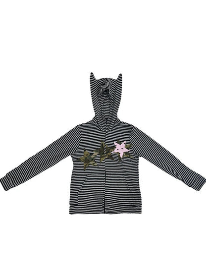 Polka Dot Camo Star Devil Horn Cropped Fitted Hoodie