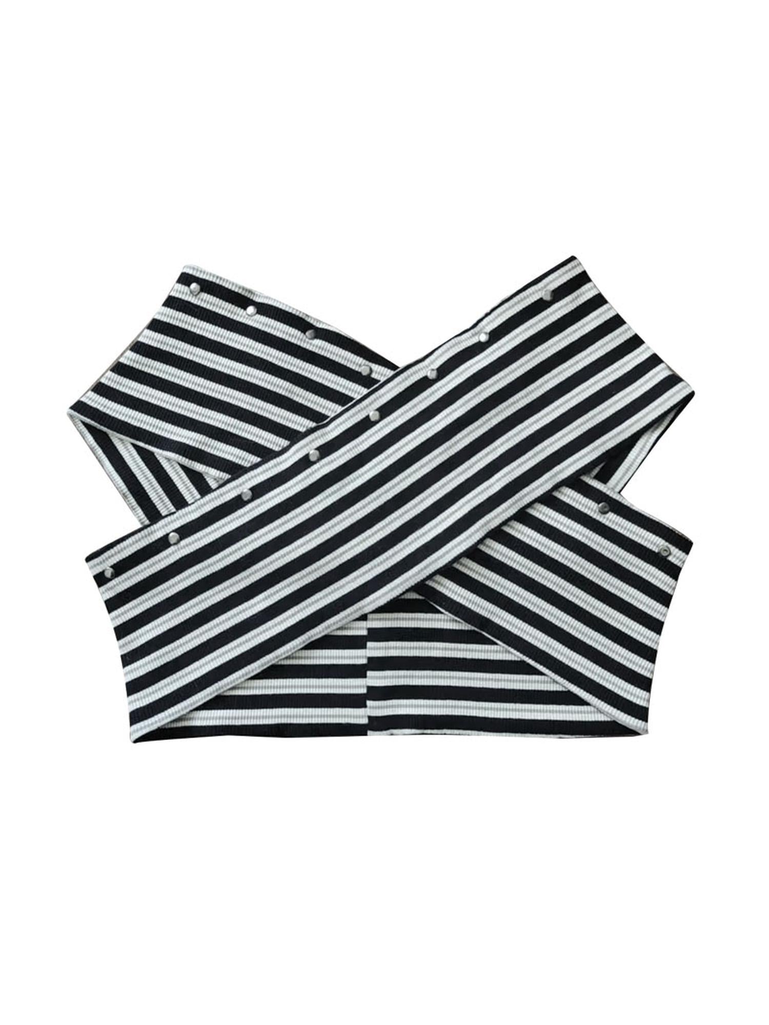 WSW WUSHENWU One Shoulder Grid Bandage Stripe Top