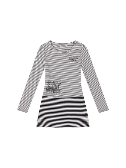 Achihara Black Love Striped Rock Dress