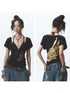 Space Battle Angel Gold Flock Print Stretch Tee Free Bra