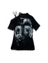 Oversized Off Shoulder Lace Print Summer T-Shirt Women
