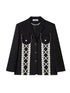 DIDDI MODA Lace Trimmed Peplum Blazer With Pearl Buttons